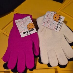 2 packages Joe Boxer womans Mittens - Pink and White black